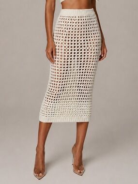 Jluxlabel-Crochet Midi Skirt in Ivory - NWOT - So Flattering